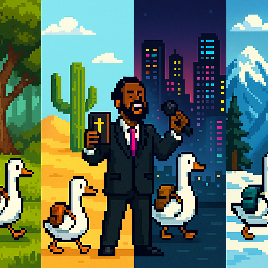 Goose Pärk pixel art — the journey